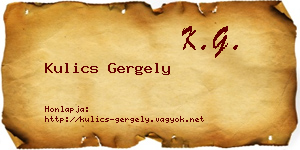 Kulics Gergely névjegykártya